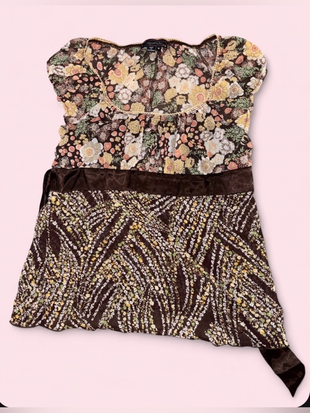 🌼 Y2K My Michelle Floral Patchwork Babydoll Top - Size M 🌼